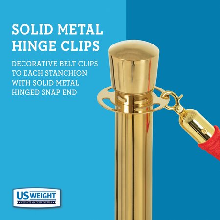 Us Weight Brass Stanchions w/Red Velvet Ropes, 2 U2141